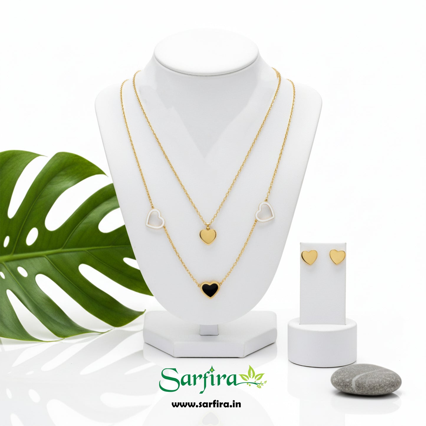 Heart Chain Necklace & Stud Set