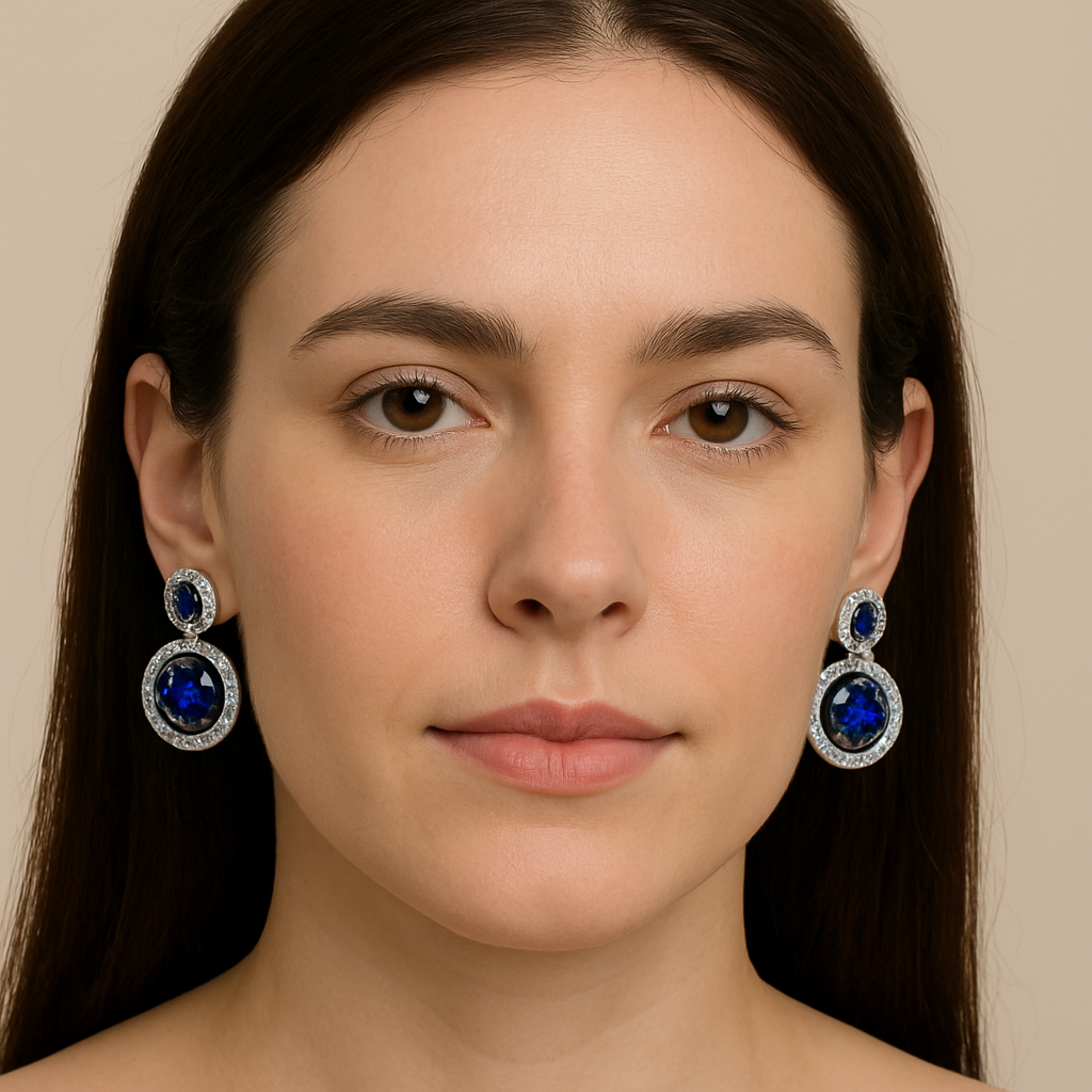 Atarangi Crystal Drop Earrings for Women – Available in Blue & Green
