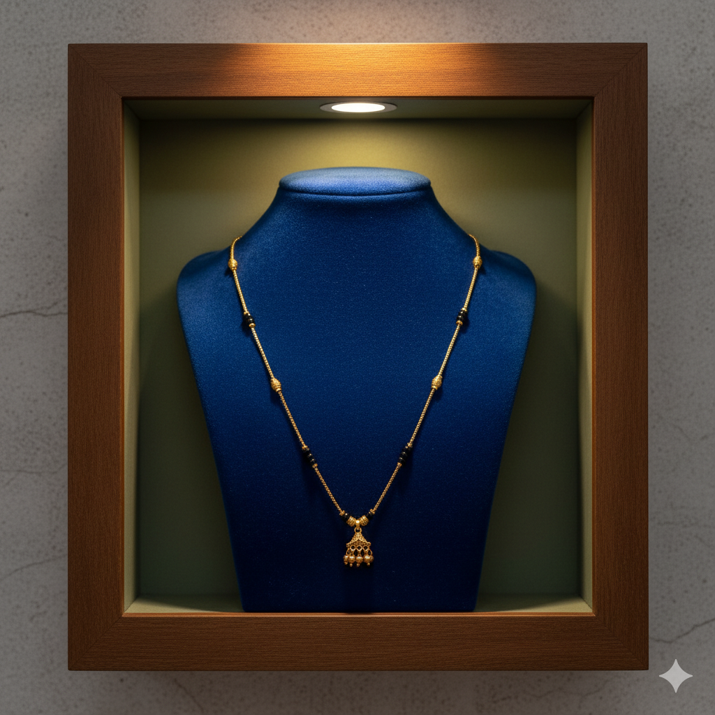 Temple Design Black Bead Mangalsutra