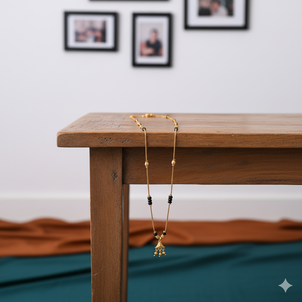 Temple Design Black Bead Mangalsutra