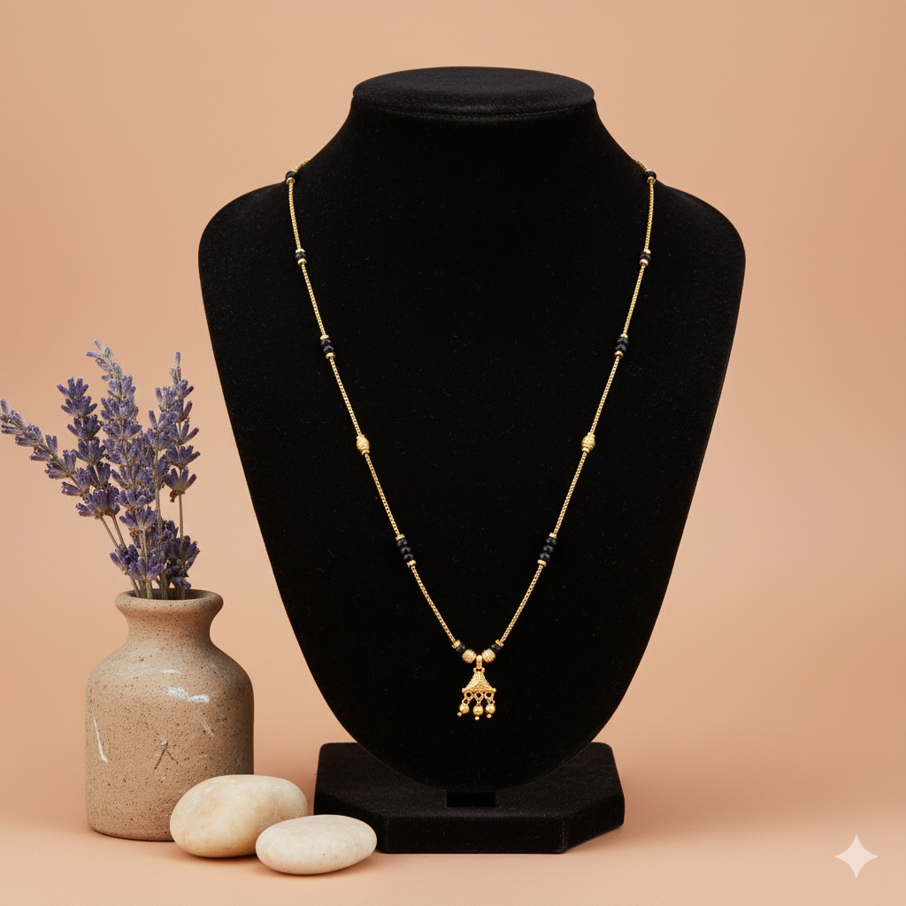 Temple Design Black Bead Mangalsutra