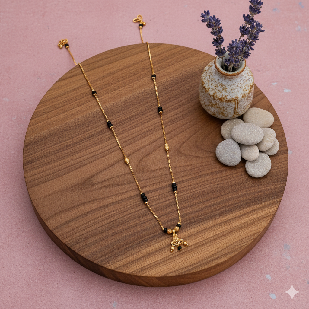 Temple Design Black Bead Mangalsutra