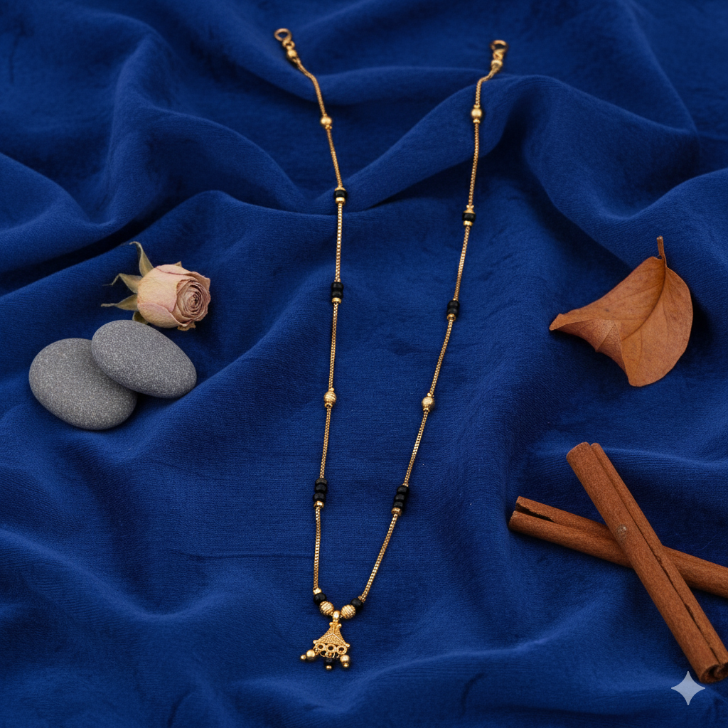 Temple Design Black Bead Mangalsutra