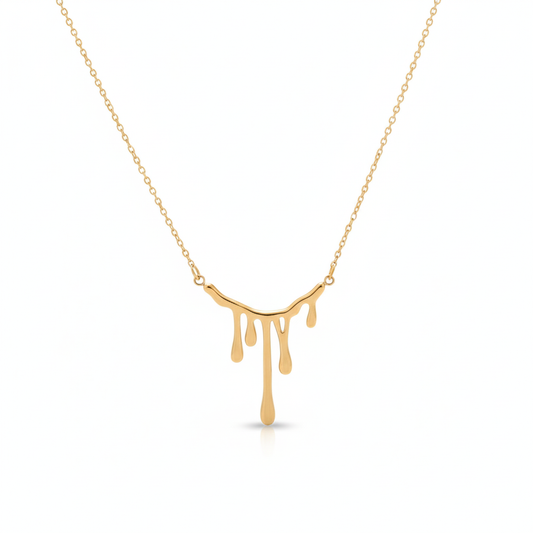 Anti-Tarnish Gold Drip Pendant Chain Necklace