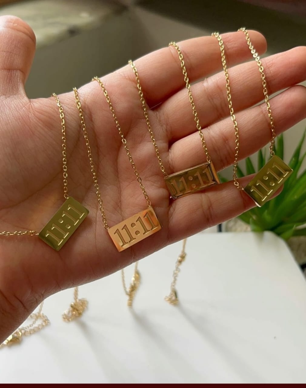 Anti-Tarnish Gold 11:11 Bar Chain Necklace