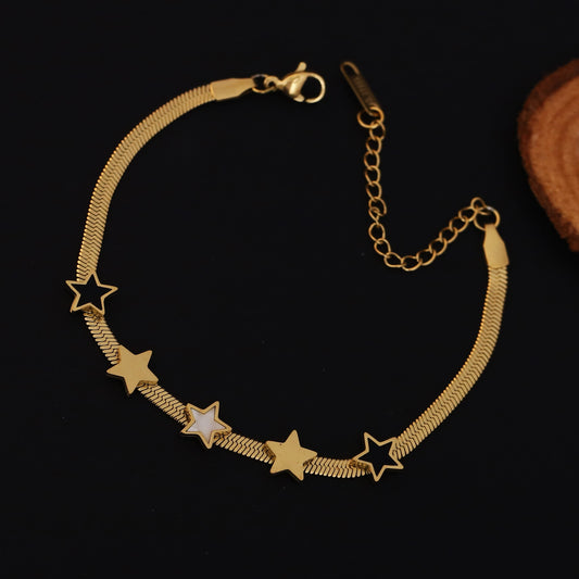 Celestial Star Charm Snake Chain Bracelet