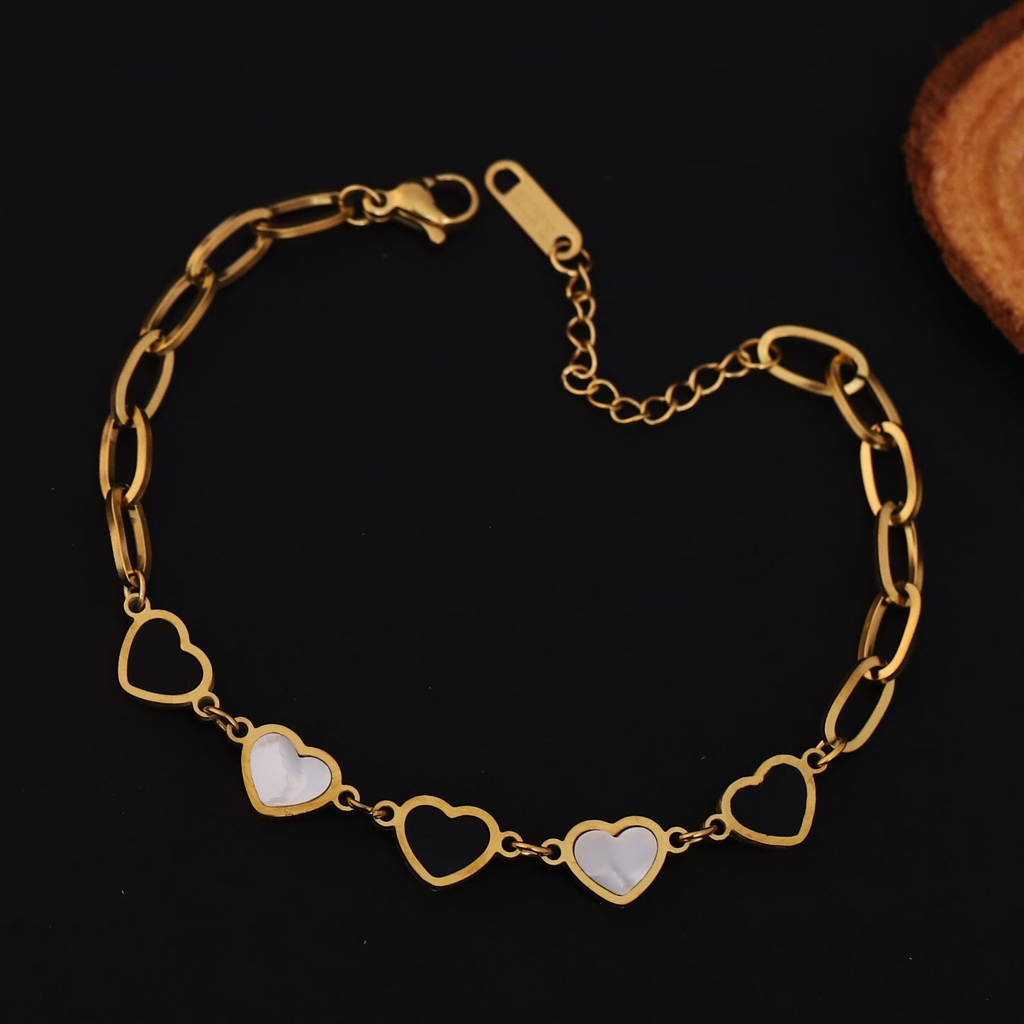 Golden Heart Charm Bracelet