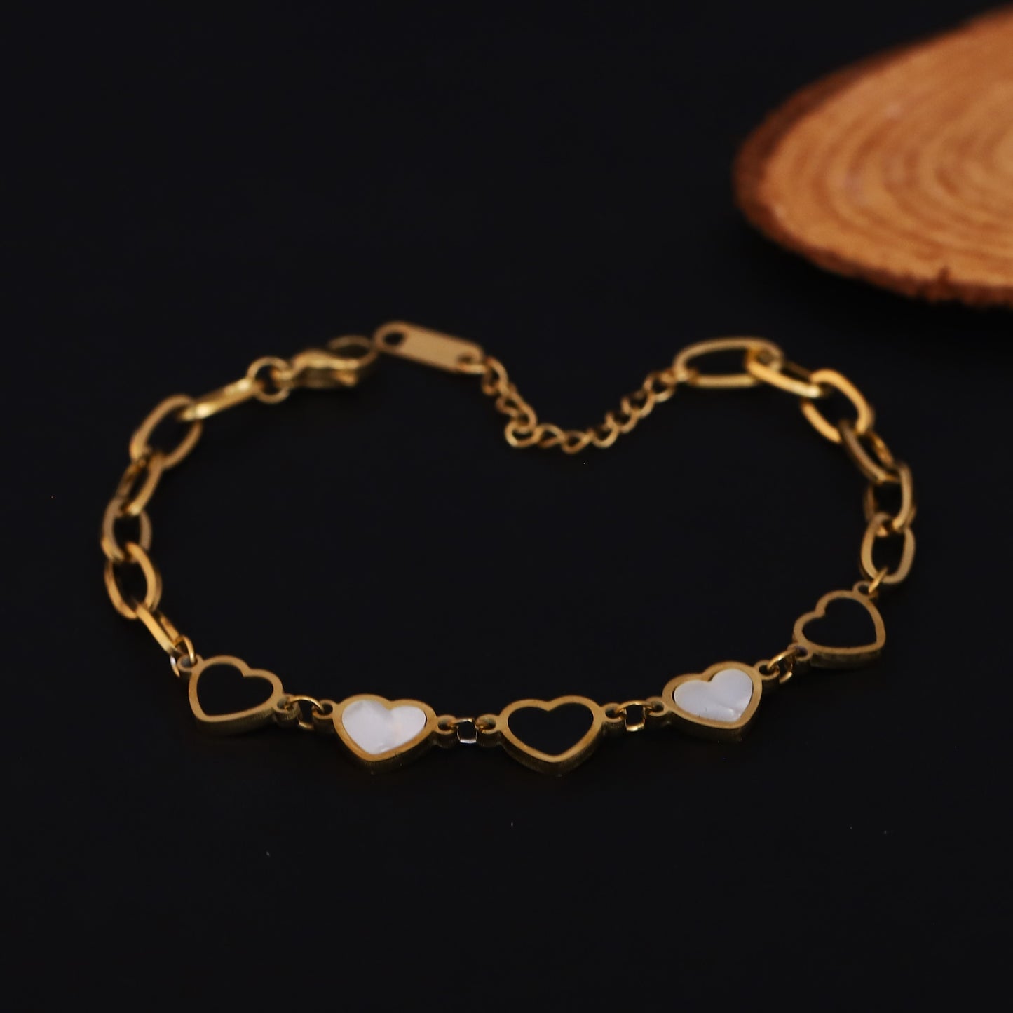 Golden Heart Charm Bracelet