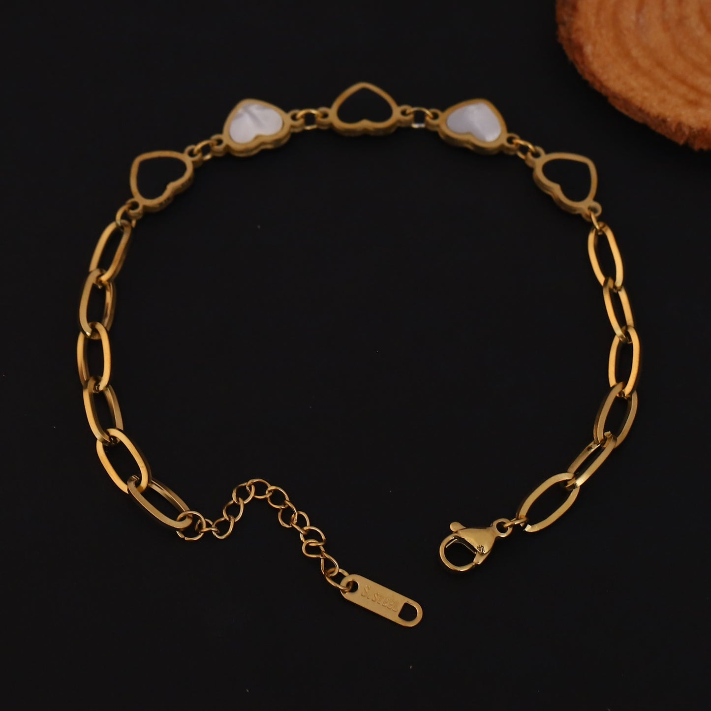 Golden Heart Charm Bracelet