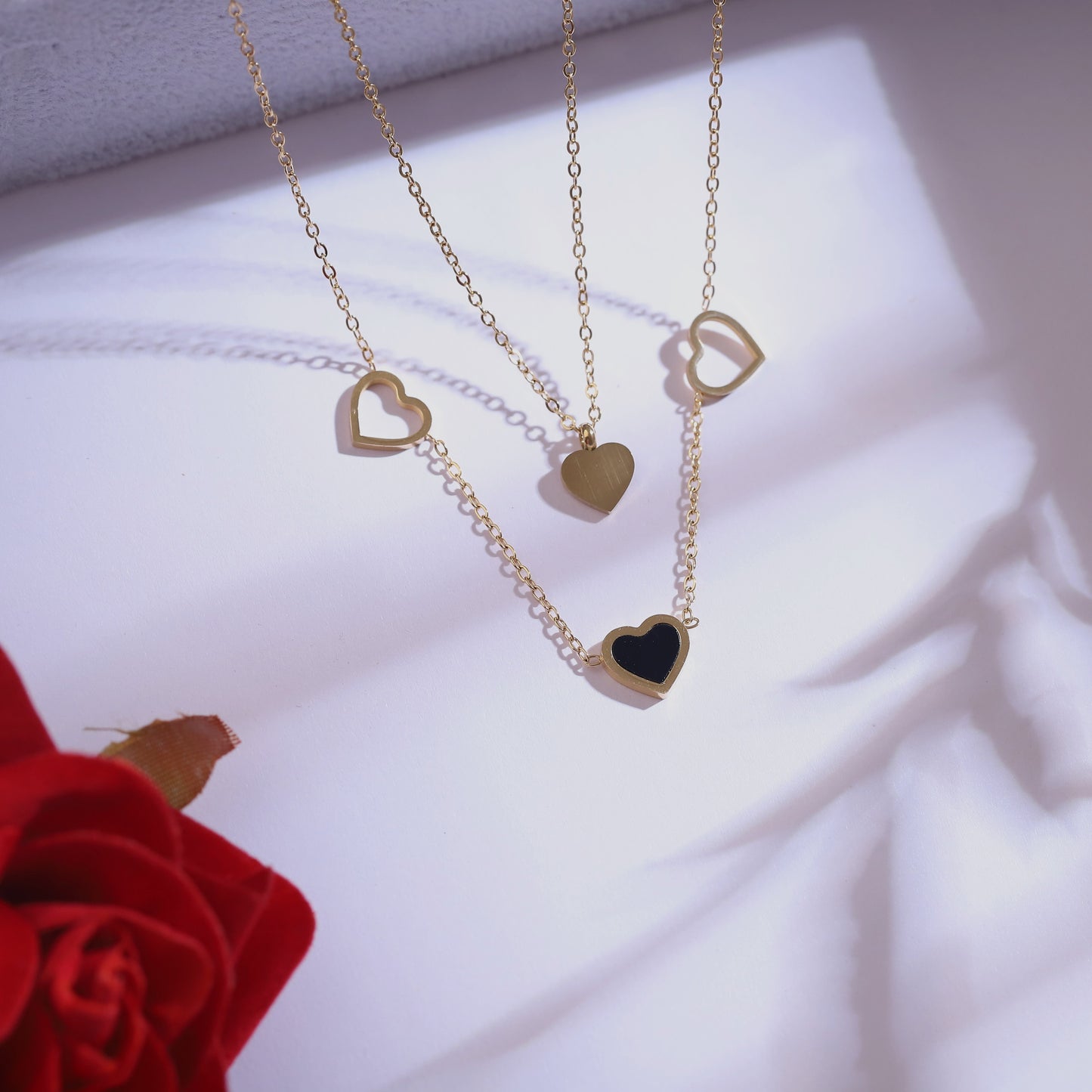 Heart Chain Necklace & Stud Set