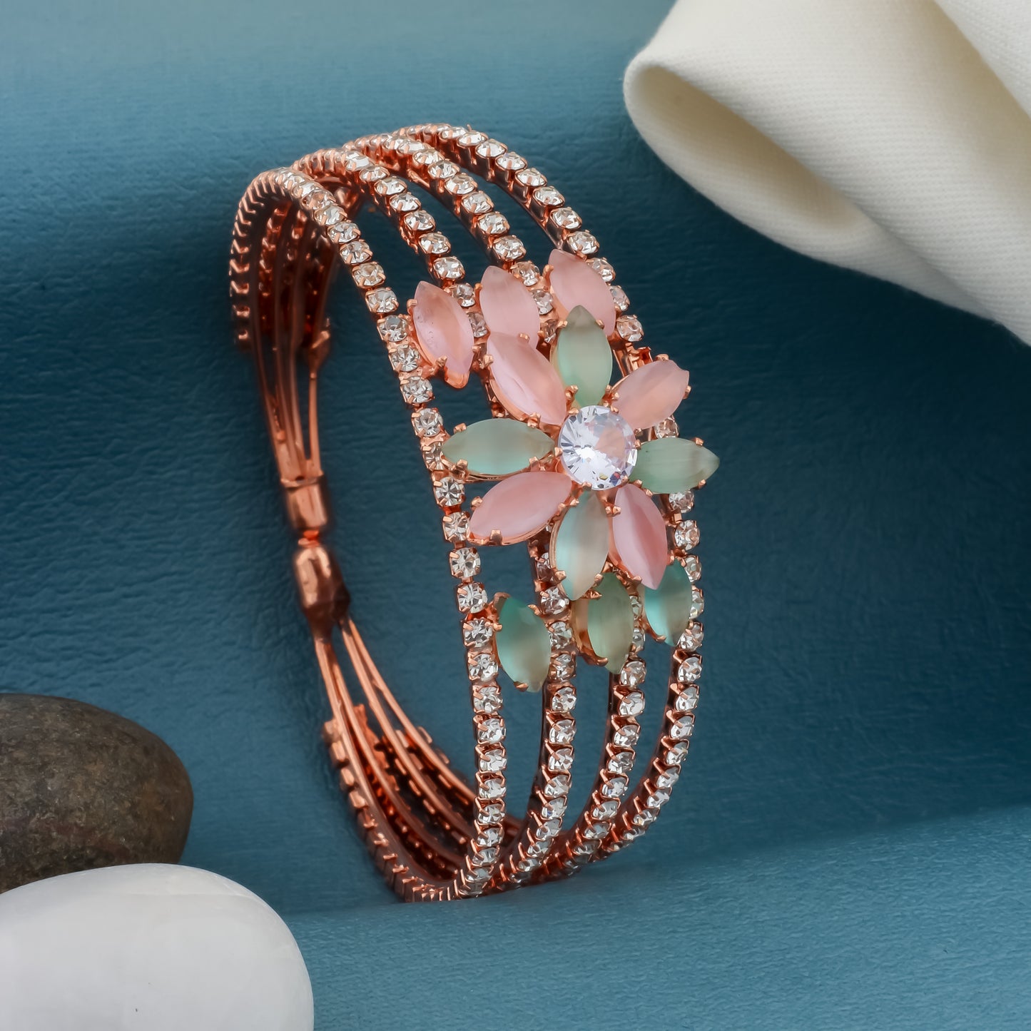 Floral Stone Rose Gold Bracelet