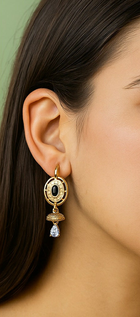 Black Stone Drop Earrings