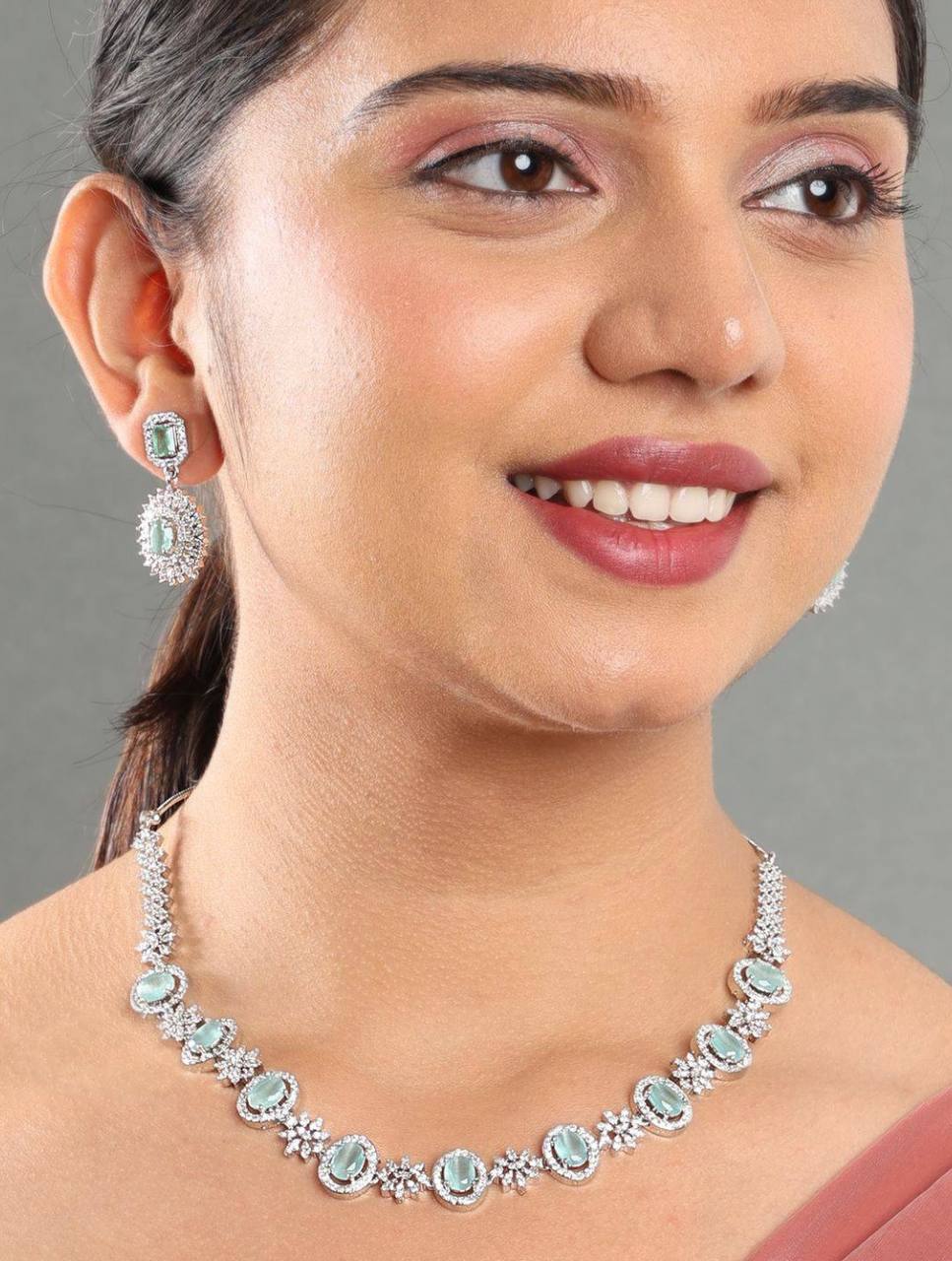 Party Wear Green Necklace Set