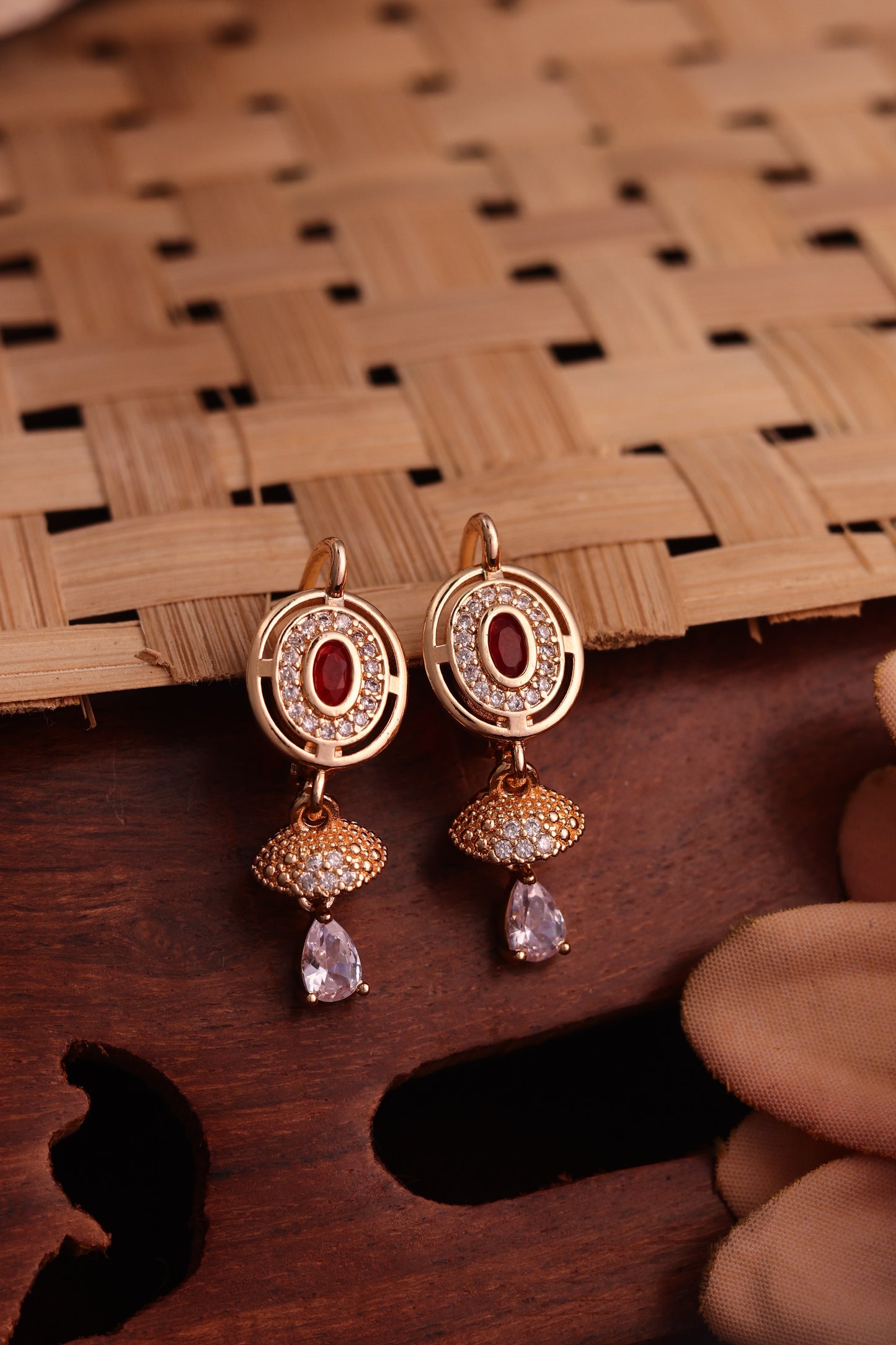 Red Stone Drop Earrings
