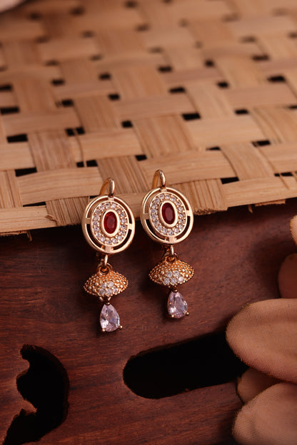 Red Stone Drop Earrings