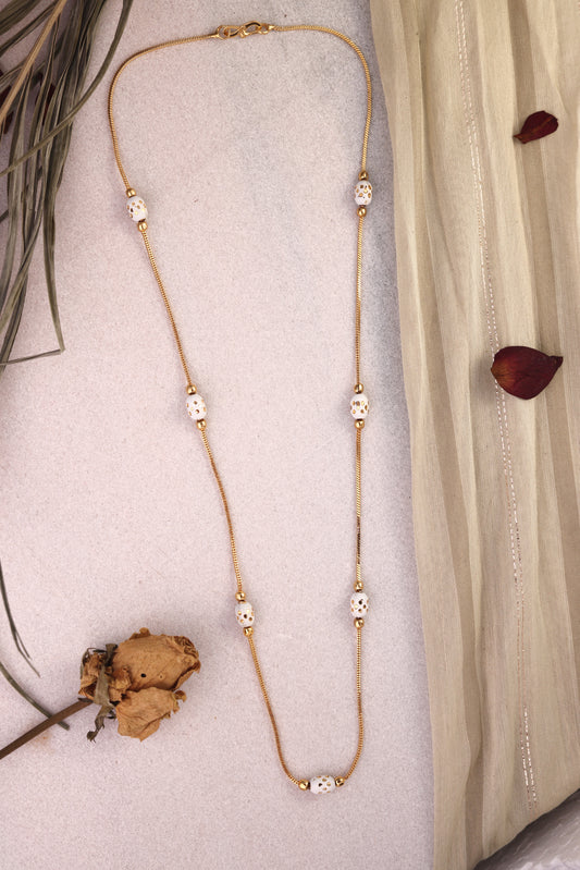 White Beaded Elegant Chain Necklace