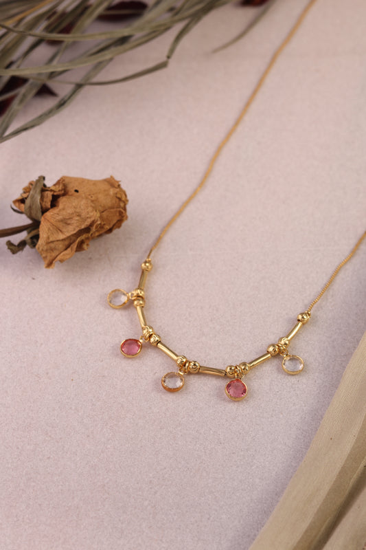 Multicolor Stone Charm Chain Necklace