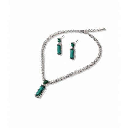 Green Stone Rectangle Shape Necklace