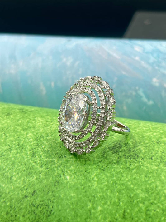 White Oval Stone Finger Ring