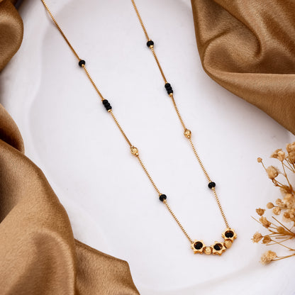 Floral Black Bead Mangalsutra