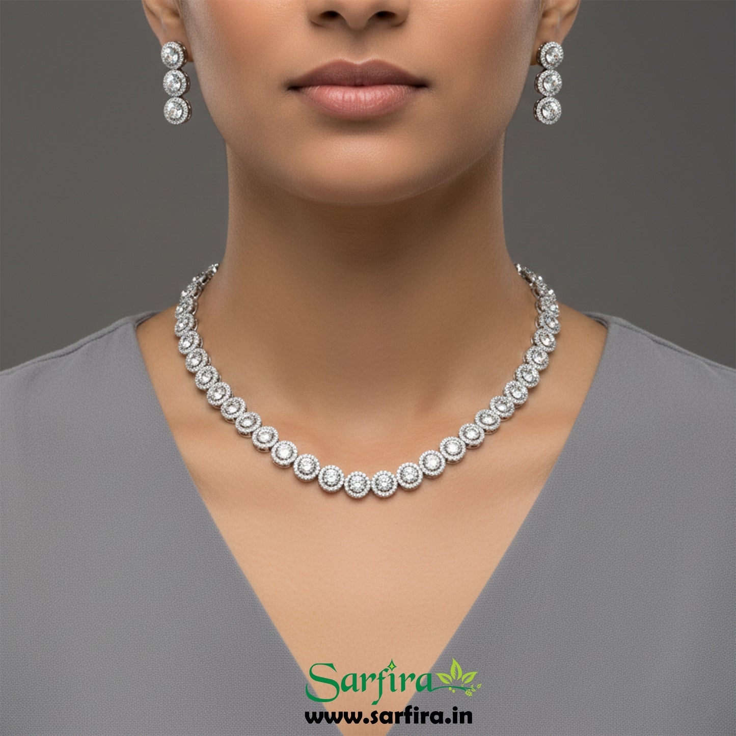 White Round Shape Choker Necklace Set