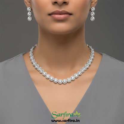 White Round Shape Choker Necklace Set