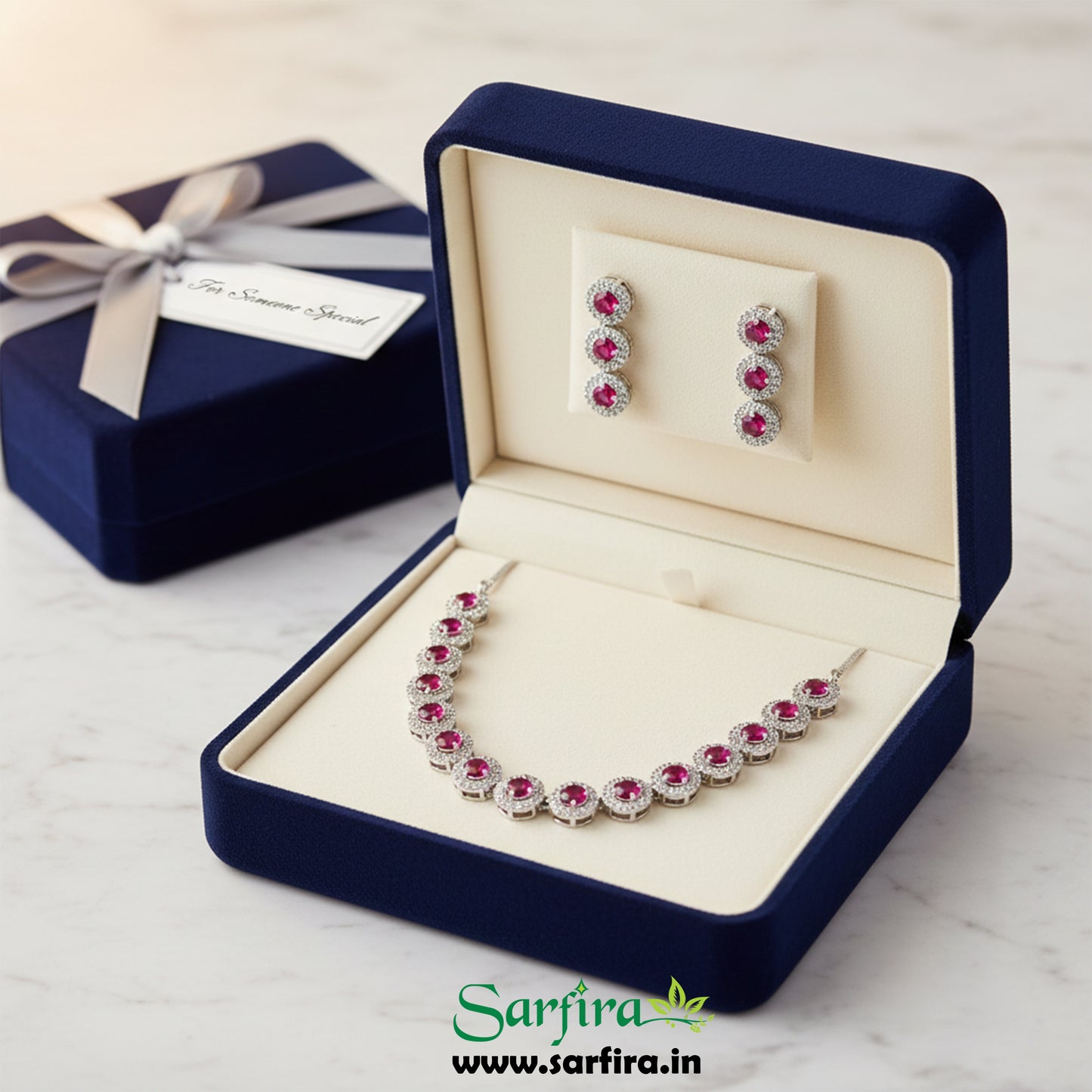 Red Stone AD Round Choker Necklace