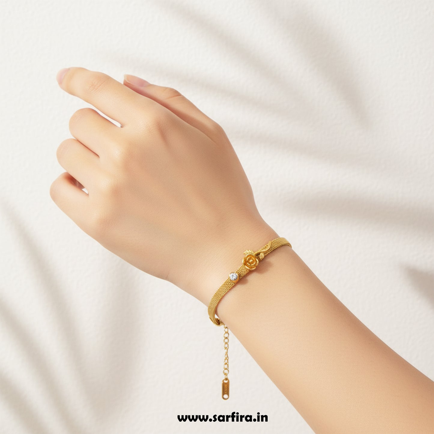 Rose Charm Mesh Bracelet