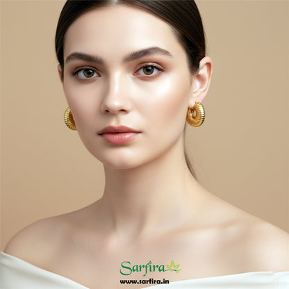 Gold Textured Dome Hoop Earrings
