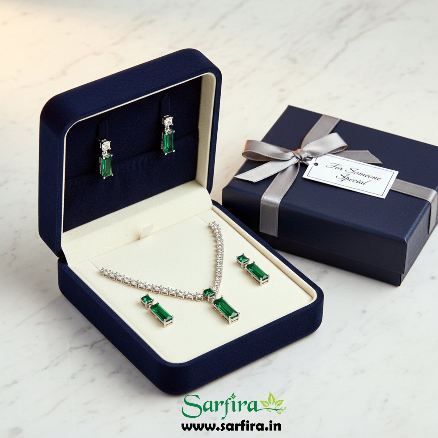 Green Stone Rectangle Shape Necklace