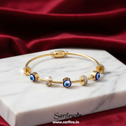 Evil Eye Beaded Cable Kada Bracelet