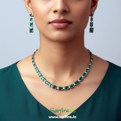 Green Stone AD Rectangle Cut Choker Set