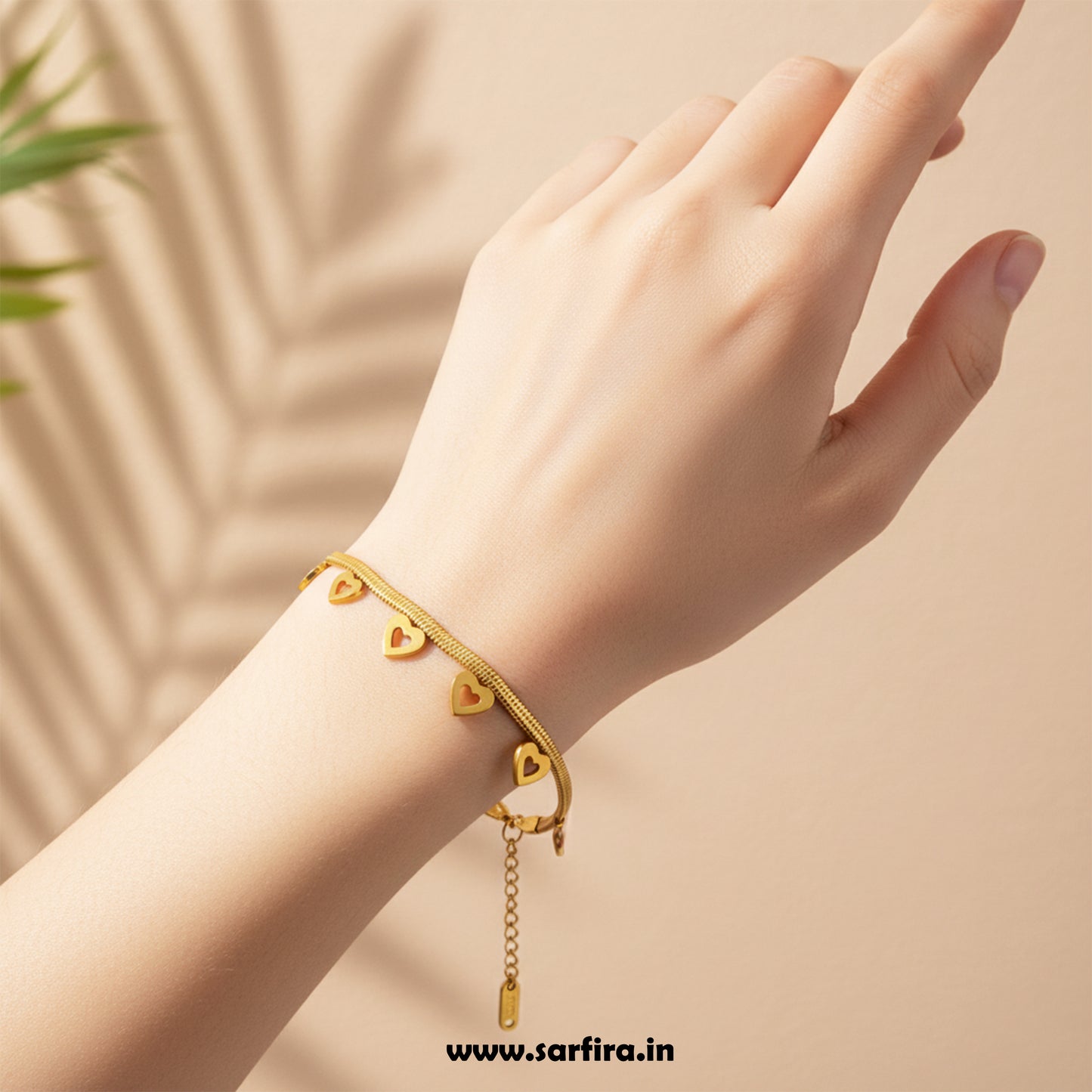 Open Heart Charm Snake Chain Bracelet