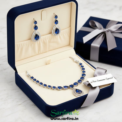 Simple Blue Stone Party & Bridal Necklace