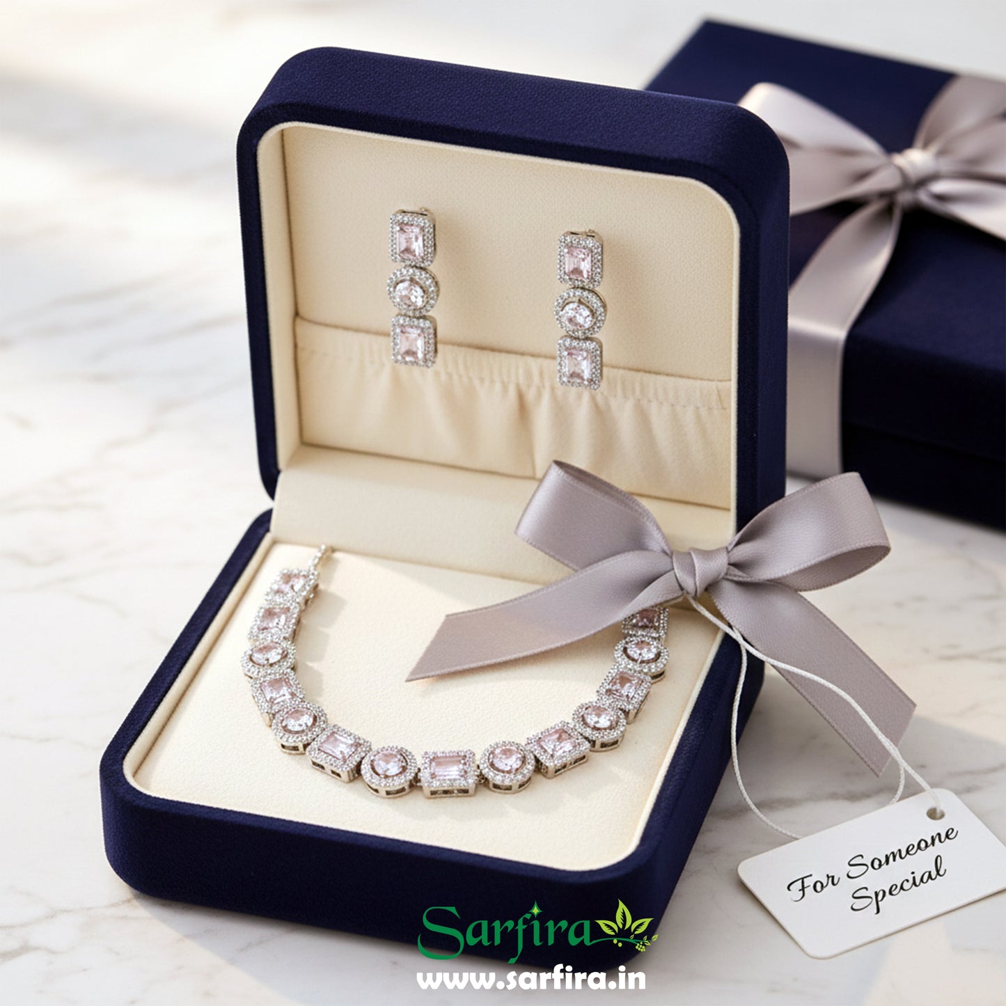 American Diamond Mixed Shape Necklace