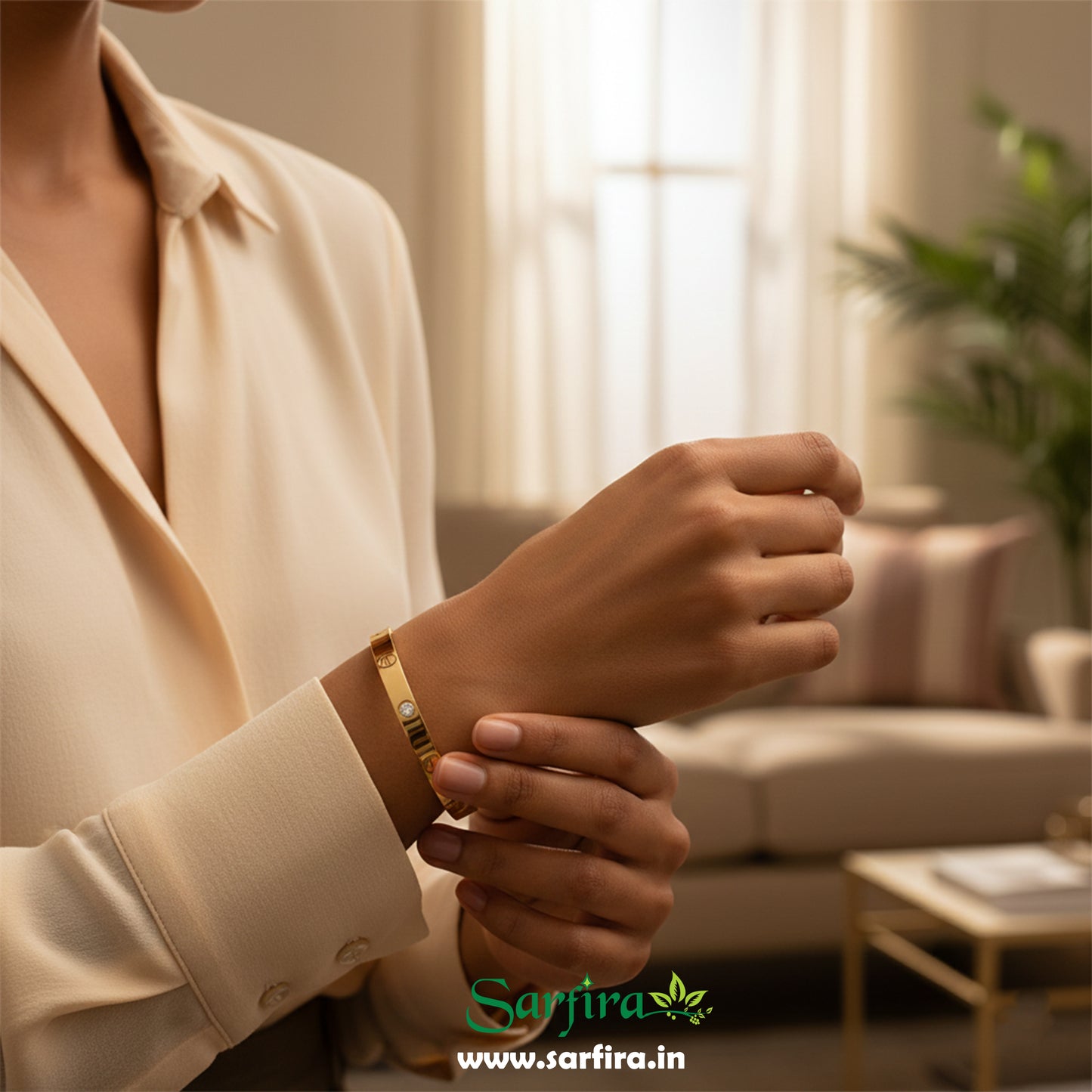 Screw Detail Stone Kada Bracelet