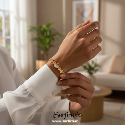 Evil Eye Wavy Kada Bracelet