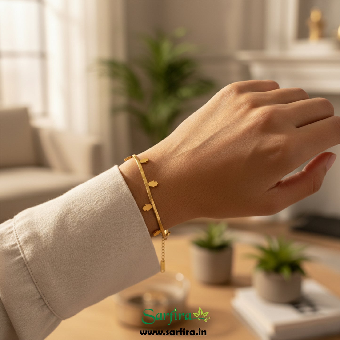 Hamsa Charm Snake Chain Bracelet