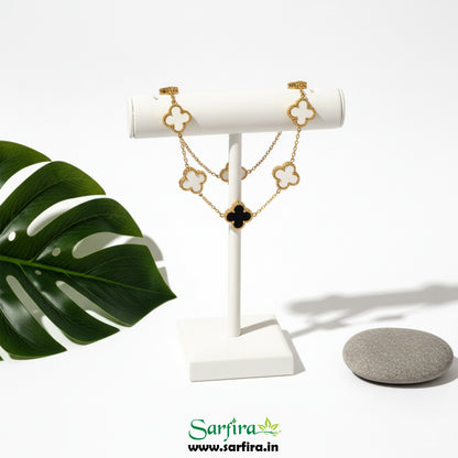 Black & White Flower Station Bracelet