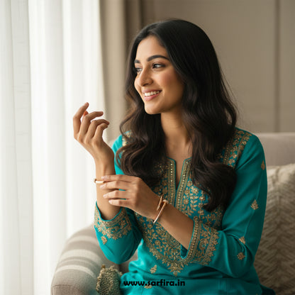 Gold CZ Studded Nail Kada Bracelet