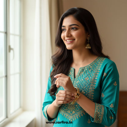 Black Enamel Link Kada Bracelet