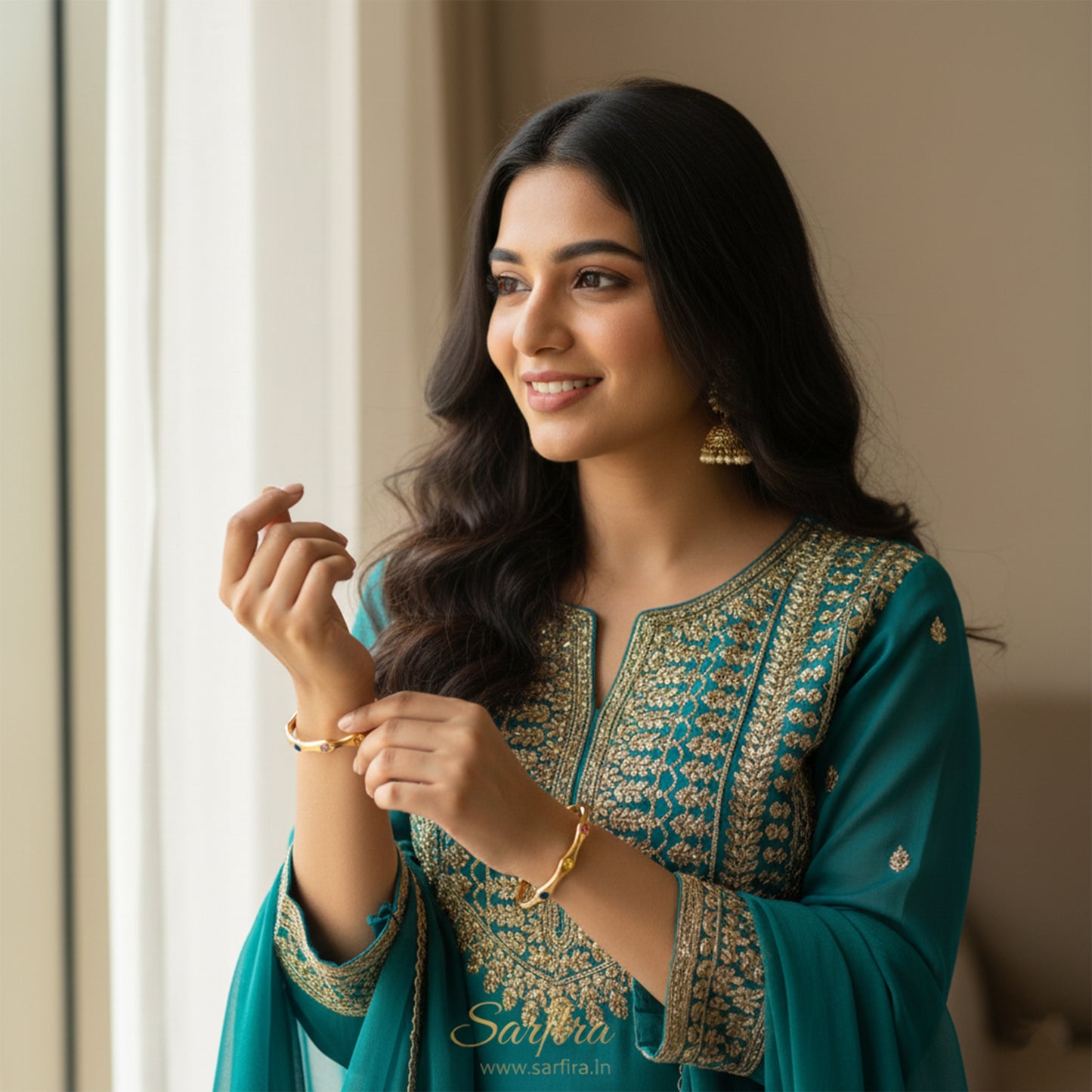 Multi-Color Stone Open Kada Bracelet