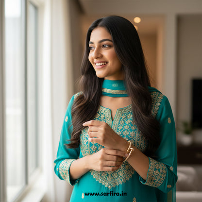 Gold CZ Studded Nail Kada Bracelet