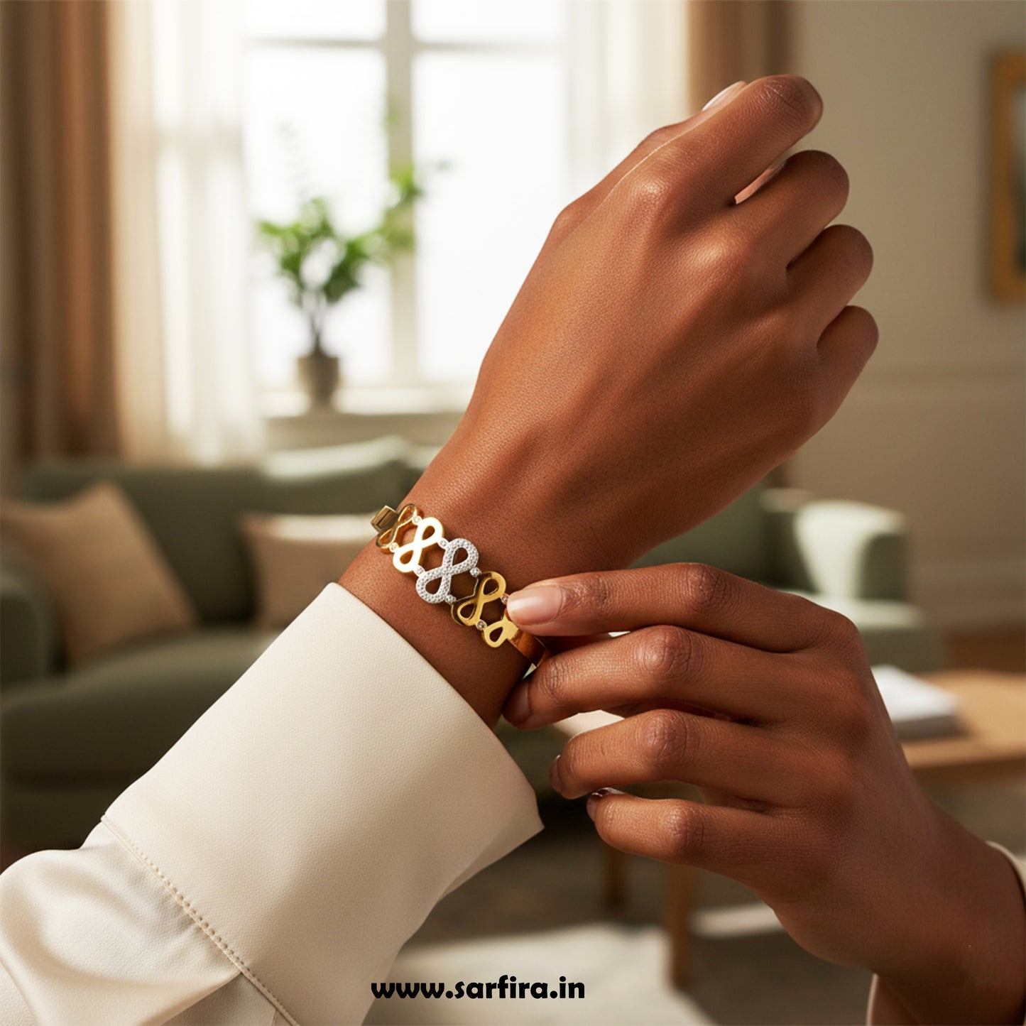 Gold Infinity Motif Kada Bracelet