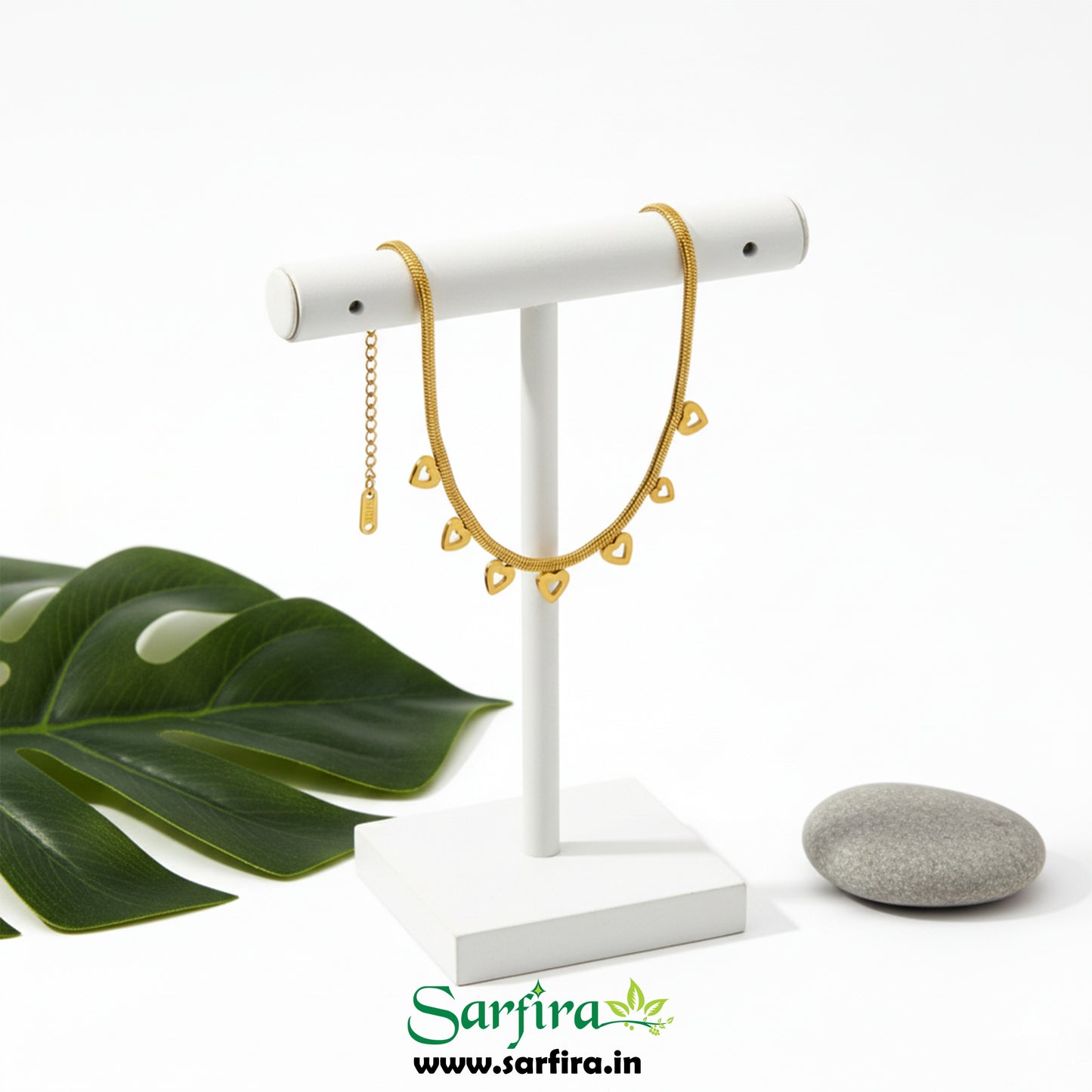 Open Heart Charm Snake Chain Bracelet