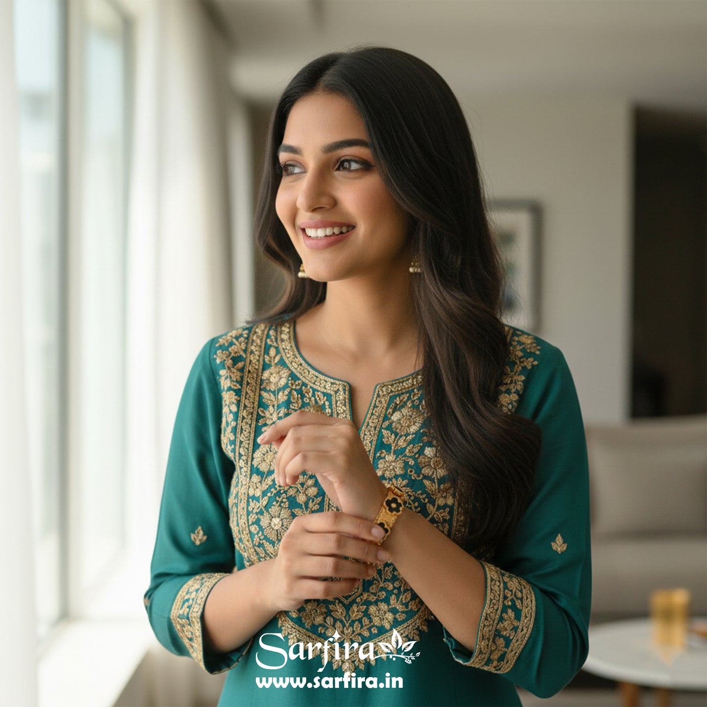 Black Flower Kada Bracelet