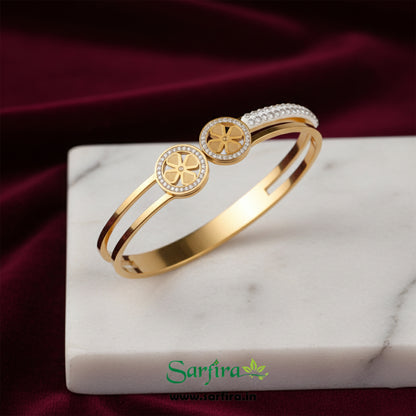 Dual Band Flower Kada Bracelet