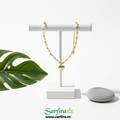 Anti-Tarnish Gold Half Pearl Half Leaf Bracelet