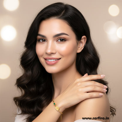 Green Stone Gold Flower Bracelet