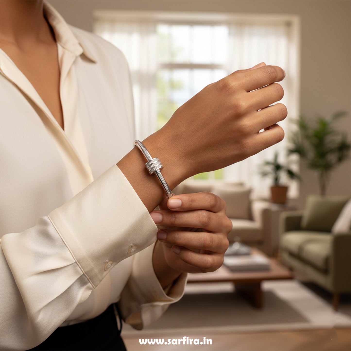 Silver Triple-Ring Kada Bracelet